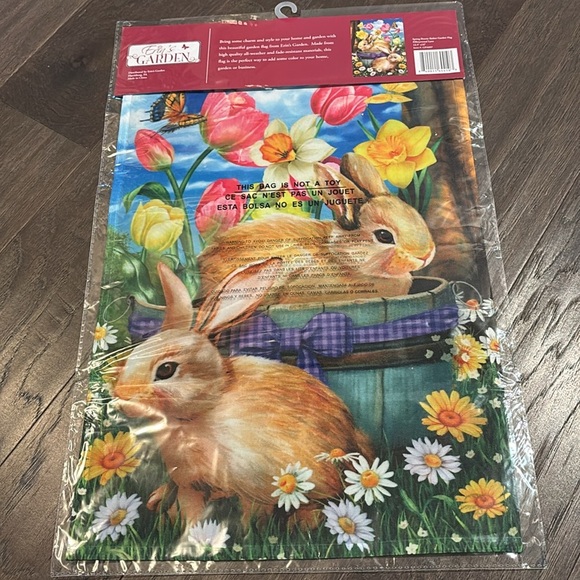Erin’s Garden Spring Bunny Basket Garden Flag 12.5x18” double sided - Picture 5 of 5